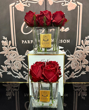 Couture Nine Rose Buds - Clear with Gold Bade - Carmine Red - SVC904 (Carton of 2)